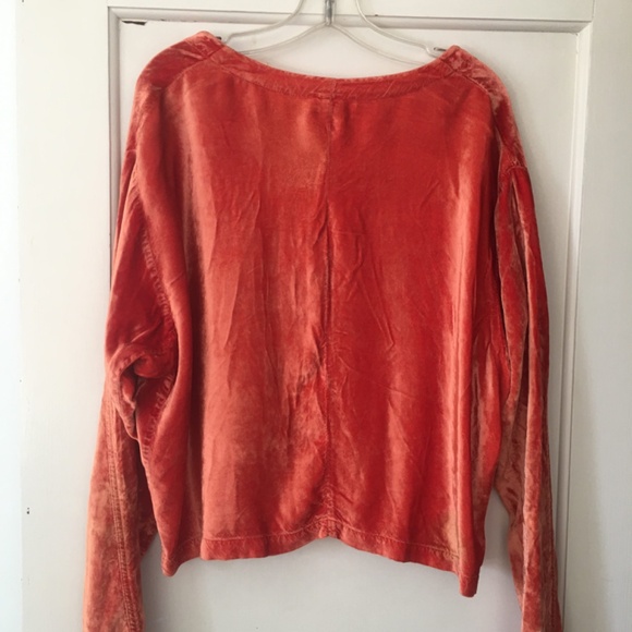 C P SHADES Orange Velvet Top Size M - Picture 2 of 7